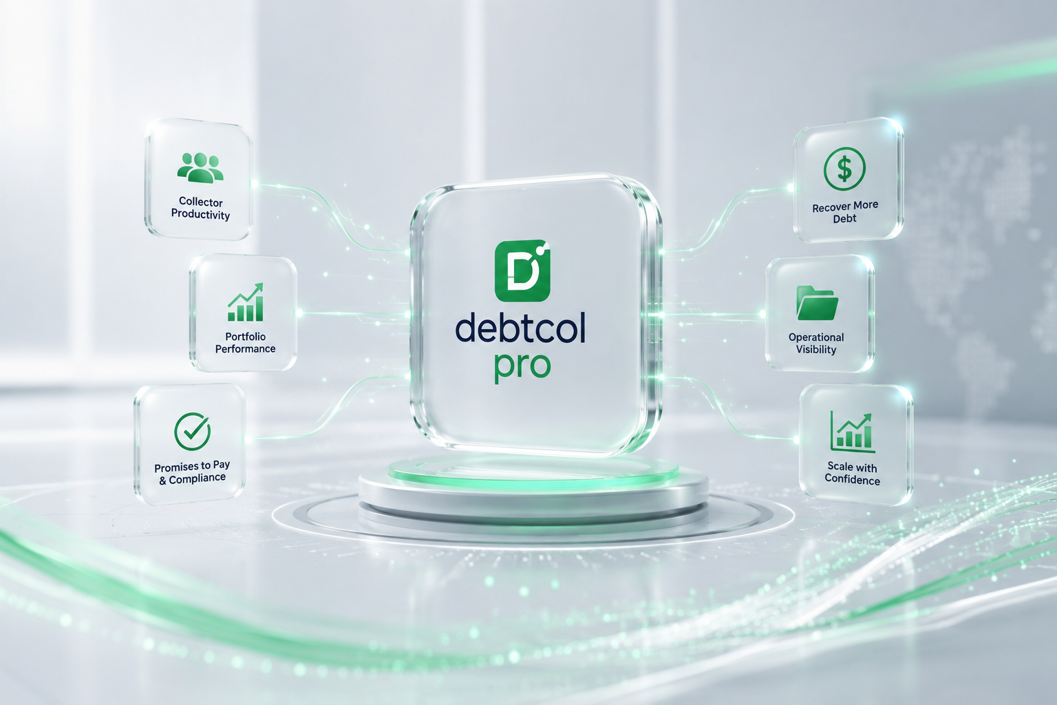 Debtcol Pro collections workflows, communication and recovery data illustration