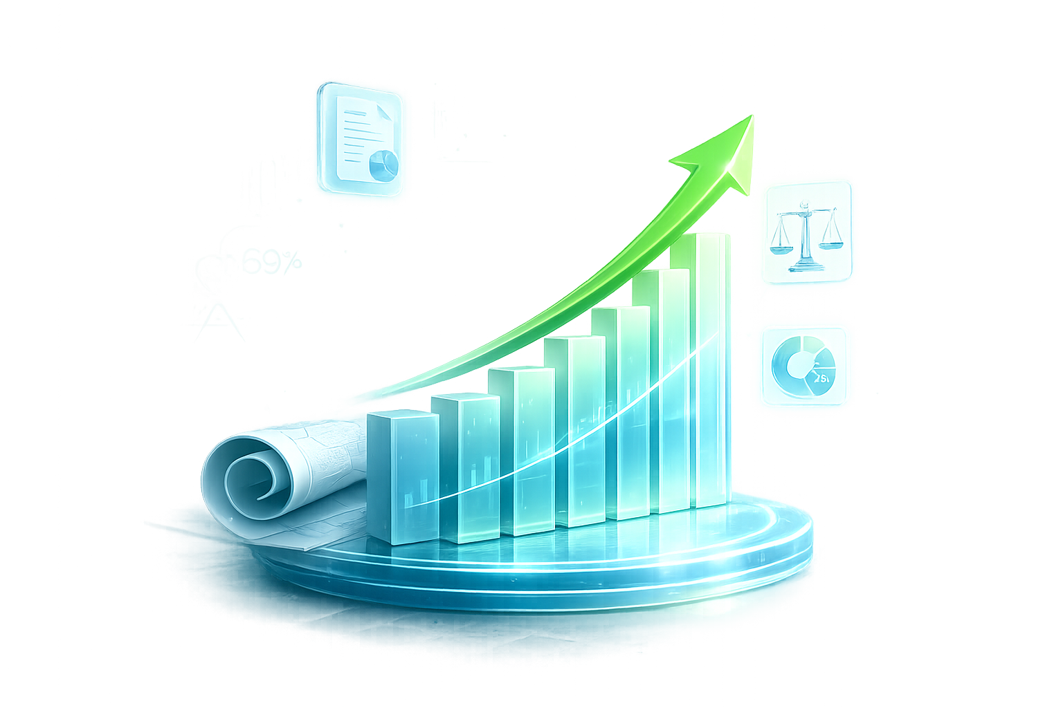 Legal collections performance, reporting and recoverable fee growth illustration